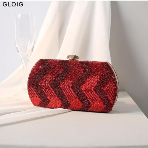 Stripped Women Sequined Evening Bags Golden Metal Luxury 2021 New Design Handbags Retro Party Dinner Clutches