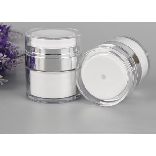 1pc 15/30/50g Airless Pump Jar Empty Acrylic Cream Bottle Refillable Cosmetic Easy To Use Container Portable Travel Makeup Tools