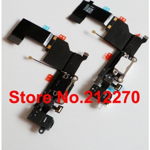 100pcs/lot Original New Headphone Audio Jack Dock Charger Connector Flex Cable For iPhone 5S Black/White Wholesale Free DHL EMS
