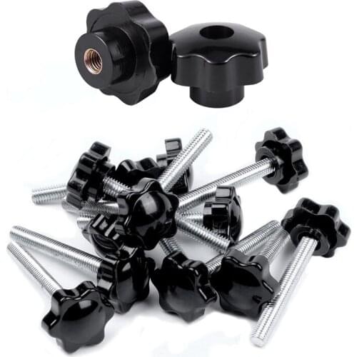 14 Pcs Clamping Knob: 12 Pcs M6X45mm Knurled Grip Star Knob & 2 Pcs M10 Female Thread Nuts 50mm Clamping Knob Grip