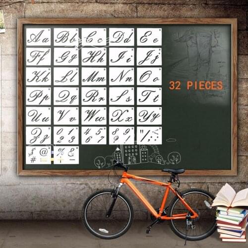 32Pcs Numeral Alphabet Letter DIY Craft Layering Stencils Wall Drawing Template