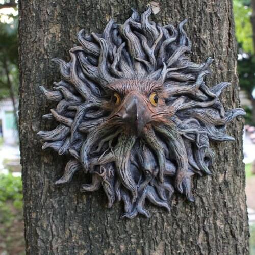 3D Eagle Head Statue Animal Sculpture Vintage Art Crafts Ornaments Tree Garden Decoration Figurines Hanging Wall Home Decor