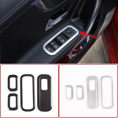 4pcs Carbon Fiber Style ABS Chrome For Mercedes benz A Class W177 2019 Car Window Button Frame Trim Accessories