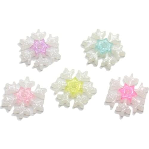 50/100pcs 22mm Pink Blue Kawaii Christmas Snowflake Resin Cabochon Flatback Embellishment Accessories Scrapbooking