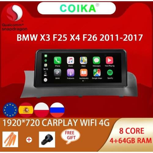 8 Core Android 10 System Car GPS Navi For BMW F25 F26 2011-2016 4+64GB RAM WIFI 4G SIM BT 1920*720 IPS Screen BT Carplay Google