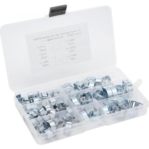 80pcs Dual Ear Fuel Hose Clamp Pinch Vehicle 360 Design 6 Sizes durite essence silicone hose car accessories