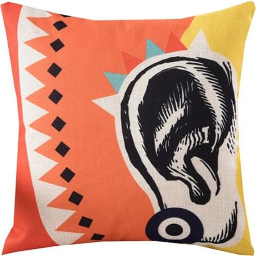 Abstract Art Nose Ears Hands Foot Pattern Cushion Cover Cotton Linen Pillow Cover Capa De Almofada Home Decorative