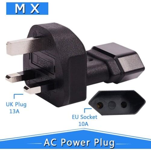 UK to EU UK Plug-European Travel AC Power Adapter Cable Connector Converter Cord Plug Male to Female Conversion Plug