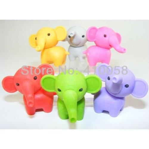 Free Shipping 20 Pcs Cute Animal Shaped Eraser Lovely Elephant Eraser for Discount Stationery Collection Wholesale Price