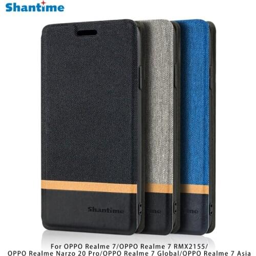 Canvas PU Leather Phone Case For OPPO Realme 7 RMX2155 7 Global 7 Asia Flip Case For OPPO Realme Narzo 20 Pro Case Back Cover