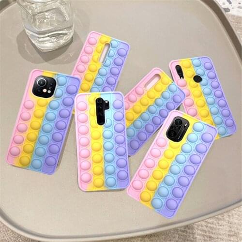 Redmi Note 7 Pop Push Bubble Fidget Toys Phone Case Cover For Xiaomi Mi 8 11 9T Poco F3 Note 8 Pro 9S K20 K30 K40 Stress Reliver