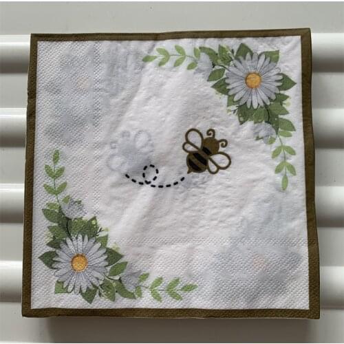Decoupage table paper napkin elegant tissue vintage towel cute bee flower kids birthday wedding party home beautiful decor 20