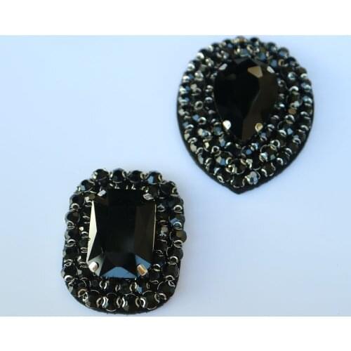 Luxury rhinestone beaded patches for clothing DIY sew on waterdrop embroidery applique decorative sequin Parches