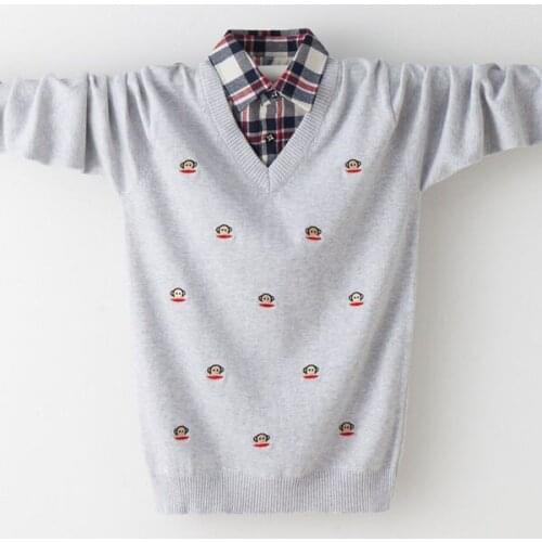 Childrens clothes Boy shirt collar sweater 3-16 years old