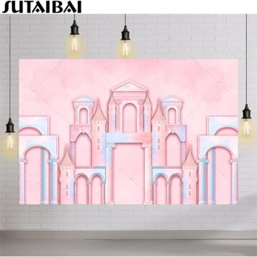 Dreamy Pink Castle Background for Photography Newborn Baby Child Girls Birthday Party Photographic Backdrop Photocall Photozone