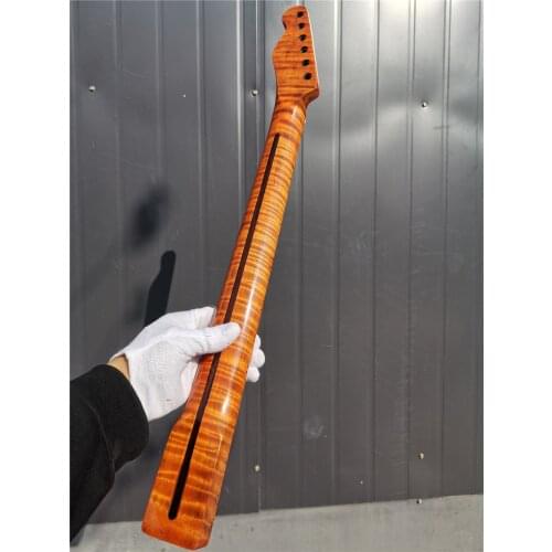 #27 Tiger Flam Maple Electric Guitar Neck 21 fret 25.5 inch Mapel Fretboard Unfinished #S4