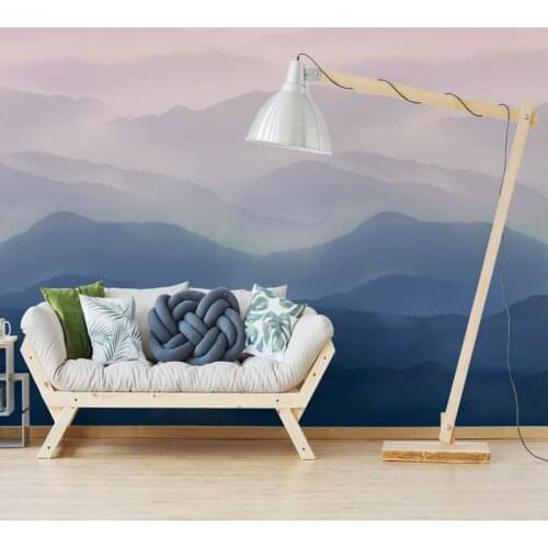 Tuya Art grey pink and blue moutains mural wallpaper for living room and bedding room wall deocr wall-paper