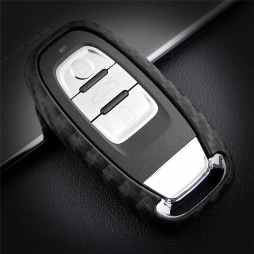 KUKAKEY Car Key Case Cover For Audi A1 A3 A4 A5 A6 A7 A8 Quattro Q3 Q5 Q7 Carbon Fiber Key Bag Holder Fob Shell Keychain