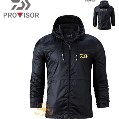 DAIWA Fishing Jacket Mens Spring and Autumn Thin Hooded Outdoor Fishing Jacket Large Size Sports Casual Jacket