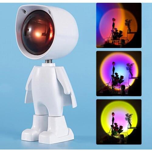 Rainbow Sunset Projector Lamp Atmosphere Led Night Light Home Bar Coffe Shop Background Wall Decoration Colorful Projector Light