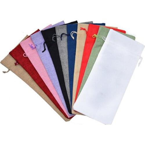 Burlap Wine Bottle Bags Champagne Wine Bottle Covers Gift Pouch Packaging Bag Wedding Party Festival Christmas Decor LX2161