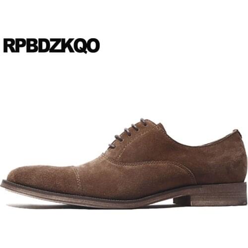 Brand Office Handmade Brown Dress Business British Style Oxfords Runway Wedding Spring Men Formal Suede Shoes Nubuck Italian