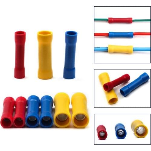 100pcs Assortment Kit BV1.25 BV2.5 BV5.5 Insulated Crimp Terminals Connectors Seal Butt Electrical Wire Cable Crimping Terminal