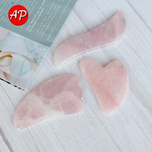 Natural Rose Quartz Face Massage Gua Sha Board Crystal Stone Body Facial Eye Scraping Acupuncture