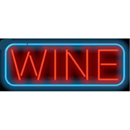 Wine NEON SIGN REAL GLASS BEER BAR PUB LIGHT SIGNS store display Bulbs drink bar beer food Advertising Lights 17*14"