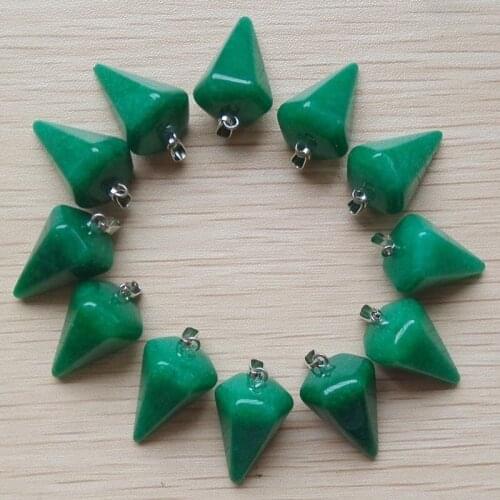 2016 New Fashion Pyramis Shape Natural stone charms Pendant For Necklace jewelry making 12pcs Wholesale free shipping