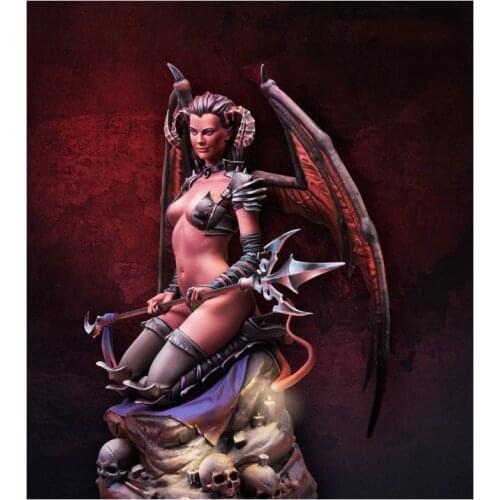 New Unassembled 1/24 75mm Damned Lust girl WITH BASE 75mm fantasy Resin Kit DIY Toys Unpainted resin model