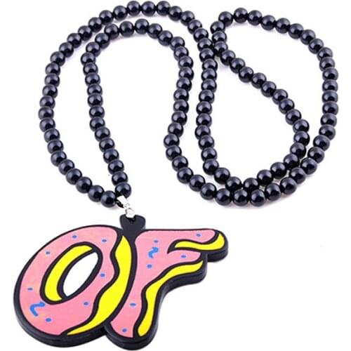 Hip Hop New Acrylic OF Letters Pendant Necklaces Men Rock Style Beads Long Chain Necklace Male Jewelry Party Boyfriend Gifts