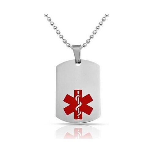 Wholesale Stainless Steel Medical ID Dog Tag Necklace Engraving hot sales Medical Alert dog tag FH890306