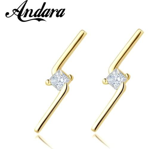 High Jewelry S925 Sterling Silver Stud Earrings Zircon Simple Lightning Earrings for Girls Jewelry Gifts