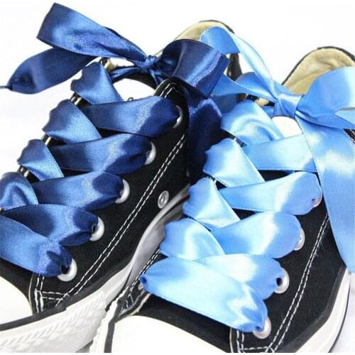 1Pair 2Cm Width Satin Silk Ribbon Shoelaces 80/90/100cm Shinny Shoe Laces Unisex Sneaker Sport Shoelace Adult Kids Shoe lace