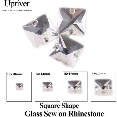 Upriver Crystal Color Square Shape Sew On Rhinestones 10mm 12mm 14mm 16mm 22mm Sewing Glass Stones