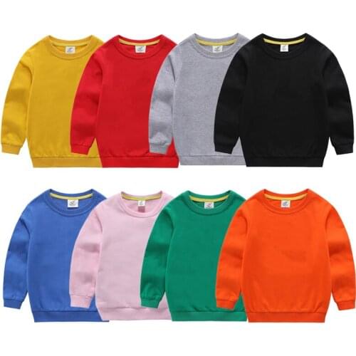 1-12 Years Boys Girls Clothes Pullover Cotton Sweatshirts Casual Costume Long Sleeved Kid Clothing Solid Color Children Clothes