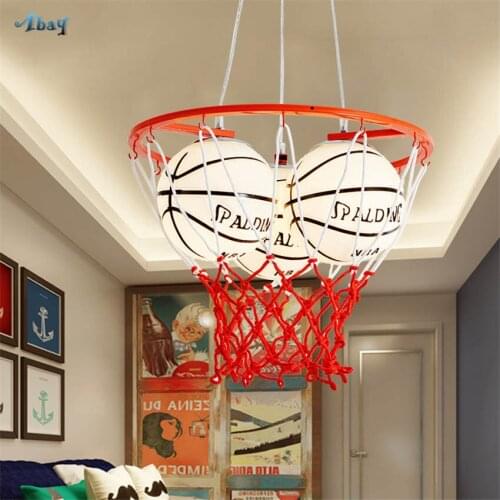Creative Basketball glass pendant lights for Playground Children bedroom living room led hanging light fixtures kids study lamp