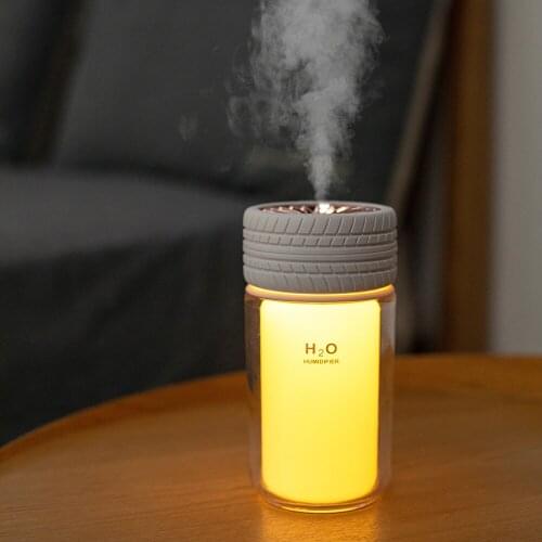 Creative Air Humidifier USB Cool Mist Water Diffuser with Color Changing LED Light 250ML Mini Tire Ultrasonic Humidificador