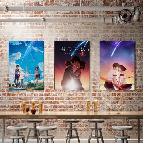 Your name Japanese anime retro movie art poster bedroom dormitory teen canvas decoration