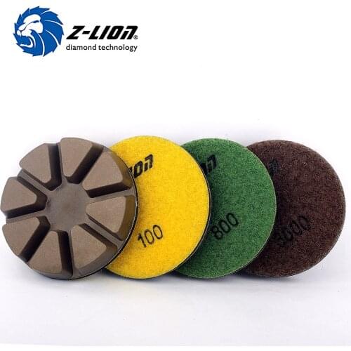 Z-LION 3" Concrete Floor Grinding Discs 3pcs Diamond Polishing Pad wheel 75mm Resin Bond for Concrete Polishing Diamond Tool