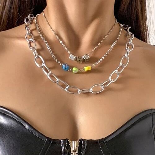 New Vintage Hip-hop Fun Dice Necklace Punk Pendant Necklace Heart Flower Smile Face Charms Choker Necklace Jewelry For Women