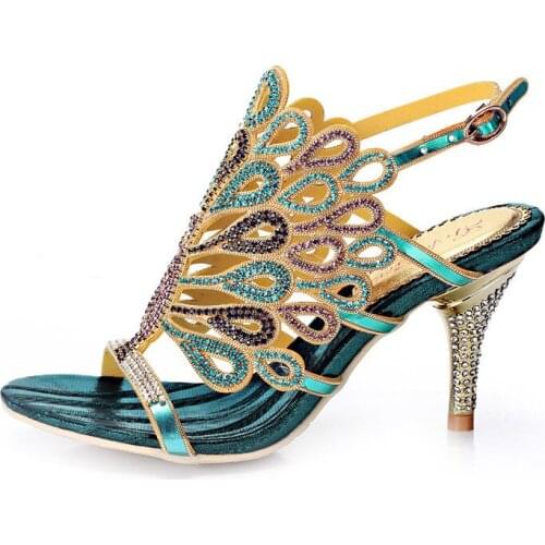 2018 Summer New Womens Luxury Diamond Female Handmade Sandals And Slippers Stiletto Shoes High Heels Size 11