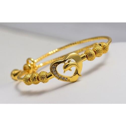 Golden Dolphin Bracelets for Women Dubai Bride Wedding Jewelry Bracelet Men Middle East African gifts Adjustable size 1pieces