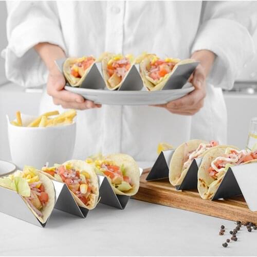 1/2/3/4Pcs Kitchen Accesories Taco Holder Stainless Steel Baking Cooking Accessories For kitchen 3 Slots Stand Rack Display