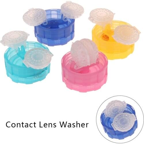 1PCS Contact Lens Cleaner Portable Manually One Plastic Contact Lens Cleaner Washer Cleaning Lenses Case Tool 4Colors