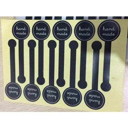 1000pcs/lot Black "hand made " stickers Pudding bottle sticker Baking packaging self-adhesive sealing sticker 10pcs/piece