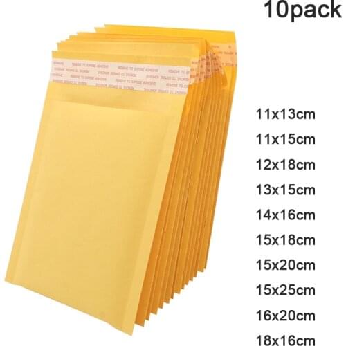 10 Pcs Strong Stickiness Yellow Kraft Paper Bubble Envelopes Bags Protection Bag