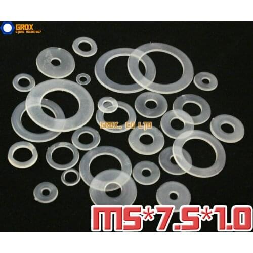 1000 Pieces M5 x 7.5 x 1.0mm Soft Nylon Flat Washer Insulation Washer
