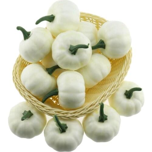 Gresorth 16pcs Fake White Pumpkins Artificial Food Model for Home Kitchen Halloween Decoration - 6 cm